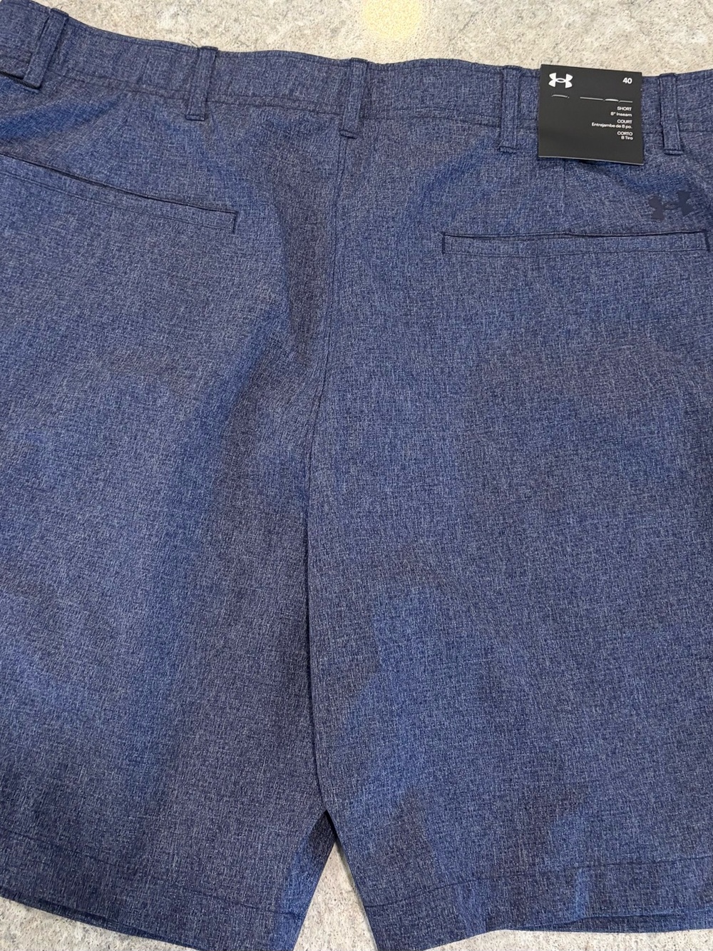 Under Armour Men's Navy Heather Flat-Front Golf Shorts 10” 40 waist - Picture 8 of 8